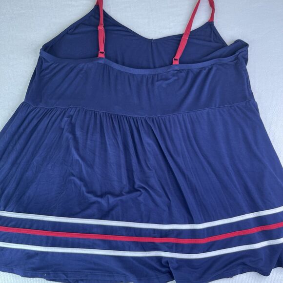 Torrid 3 Piece Bundle Super Soft Blue Baby Doll Top Striped V Neck Sleeveless - Picture 4 of 16